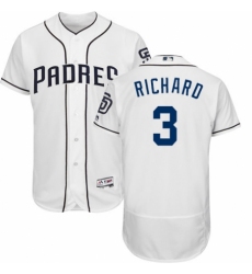 Men's Majestic San Diego Padres #3 Clayton Richard White Home Flex Base Authentic Collection MLB Jersey