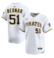 Men's Pittsburgh Pirates #51 David Bednar White 2025 Home Limited Stitched Baseball Jersey
