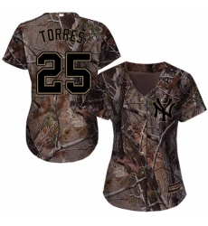 Women's Majestic New York Yankees #25 Gleyber Torres Authentic Camo Realtree Collection Flex Base MLB Jersey