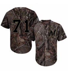 Youth Majestic Milwaukee Brewers #71 Josh Hader Authentic Camo Realtree Collection Flex Base MLB Jersey