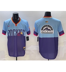Men's Colorado Rockies Team Big Logo Purple Light Blue 2025 City Connect Limited Stitched Baseball Jersey