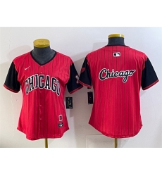 Womens Chicago White Sox Team Big Logo Red Black 2025 City Connect Limited Stitched Baseball Jersey(Run Small)