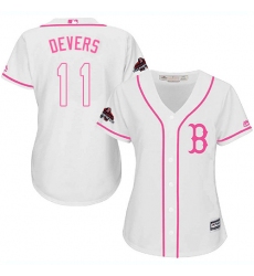 Women's Majestic Boston Red Sox #11 Rafael Devers Authentic White Fashion 2018 World Series Champions MLB Jersey