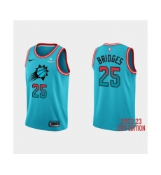 Men's Phoenix Suns #25 Mikal Bridges 2022-23 Blue City Edition Stitched Basketball Jersey