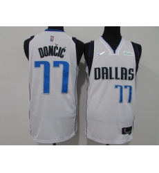 Men's Dallas Mavericks #77 Luka Doncic 75th Anniversary Diamond White 2021 Stitched Jersey