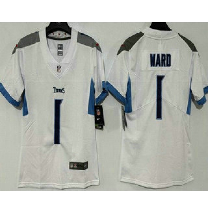 Women's Tennessee Titans #1 Cameron Ward Limited White Vapor Jersey