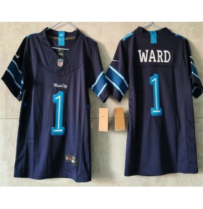 Women's Tennessee Titans #1 Cameron Ward Navy 2026 FUSE Rivalries Collection Limited Stitched Jersey