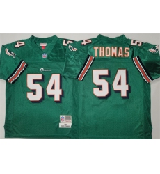 Men's Miami Dolphins #54 Zach Thomas Aqua Throwback Stitched Football Jersey