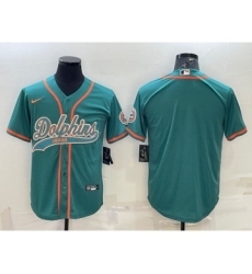 Men's Miami Dolphins Blank Aqua With Patch Cool Base Stitched Baseball Jersey