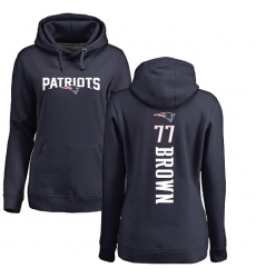 NFL Women's Nike New England Patriots #77 Trent Brown Navy Blue Backer Pullover Hoodie