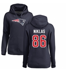 NFL Women's Nike New England Patriots #86 Troy Niklas Navy Blue Name & Number Logo Pullover Hoodie