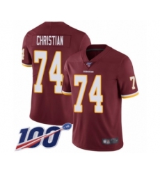 Youth Washington Redskins #74 Geron Christian Burgundy Red Team Color Vapor Untouchable Limited Player 100th Season Football Jersey