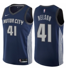 Youth Nike Detroit Pistons #41 Jameer Nelson Swingman Navy Blue NBA Jersey - City Edition