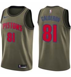 Men's Nike Detroit Pistons #81 Jose Calderon Swingman Green Salute to Service NBA Jersey