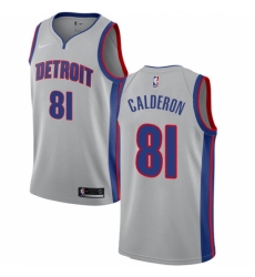 Men's Nike Detroit Pistons #81 Jose Calderon Swingman Silver NBA Jersey Statement Edition