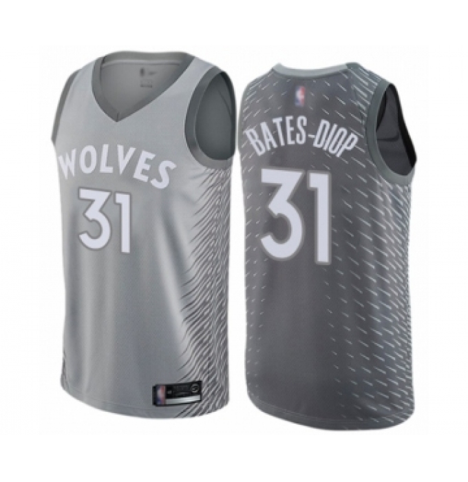 Men's Minnesota Timberwolves #31 Keita Bates-Diop Authentic Gray Basketball Jersey - City Edition