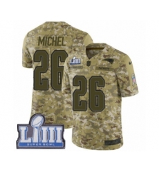 Men's Nike New England Patriots #26 Sony Michel Limited Camo 2018 Salute to Service Super Bowl LIII Bound NFL Jersey