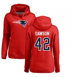 NFL Women's Nike New England Patriots #42 Duke Dawson Red Name & Number Logo Pullover Hoodie
