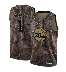Men's Nike Philadelphia 76ers #1 Landry Shamet Swingman Camo Realtree Collection NBA Jersey