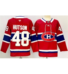 Men's Montreal Canadiens #48 Lane Hutson Red 2024-25 Stitched Jersey