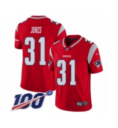 Youth New England Patriots #31 Jonathan Jones Limited Red Inverted Legend 100th Season Football Jersey