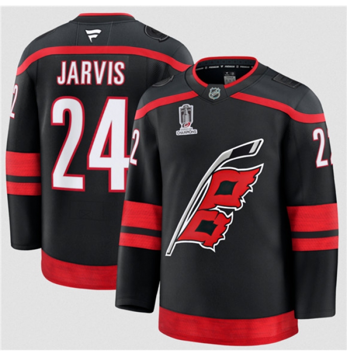 Men's Carolina Hurricanes #24 Seth Jarvis Black 2026 Stanley Cup Champions Home Stitched Jersey