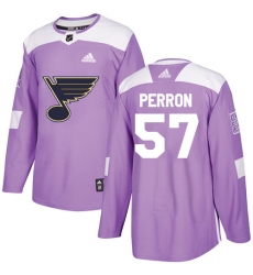 Youth Adidas St. Louis Blues #57 David Perron Authentic Purple Fights Cancer Practice NHL Jersey