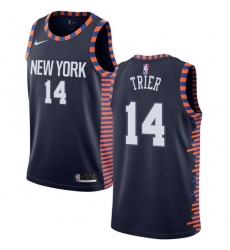 Women's Nike New York Knicks #14 Allonzo Trier Swingman Navy Blue NBA Jersey - 2018 19 City Edition