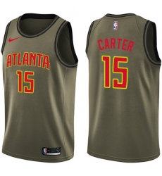 Youth Nike Atlanta Hawks #15 Vince Carter Swingman Green Salute to Service NBA Jersey
