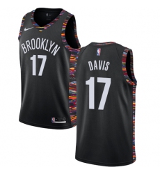 Men's Nike Brooklyn Nets #17 Ed Davis Swingman Black NBA Jersey - 2018 19 City Edition