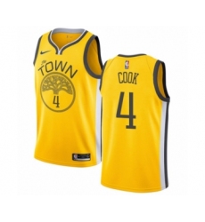 Youth Nike Golden State Warriors #4 Quinn Cook Yellow Swingman Jersey - Earned Edition