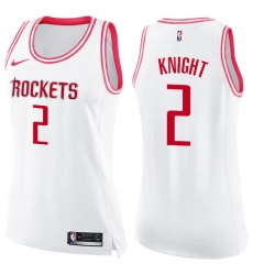 Women's Nike Houston Rockets #2 Brandon Knight Swingman White Pink Fashion NBA Jersey