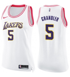 Women's Nike Los Angeles Lakers #5 Tyson Chandler Swingman White Pink Fashion NBA Jersey