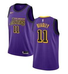 Men's Nike Los Angeles Lakers #11 Michael Beasley Swingman Purple NBA Jersey - City Edition
