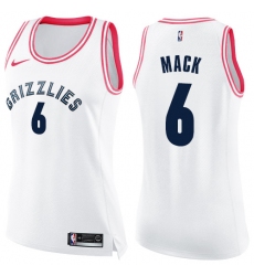 Women's Nike Memphis Grizzlies #6 Shelvin Mack Swingman White Pink Fashion NBA Jersey