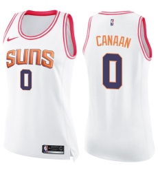 Women's Nike Phoenix Suns #0 Isaiah Canaan Swingman White Pink Fashion NBA Jersey