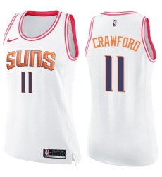 Women's Nike Phoenix Suns #11 Jamal Crawford Swingman White Pink Fashion NBA Jersey