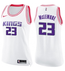 Women's Nike Sacramento Kings #23 Ben McLemore Swingman White Pink Fashion NBA Jersey