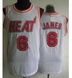 Miami Heat 6 LeBron James White Hardwood Classics Revolution 30 NBA Jerseys