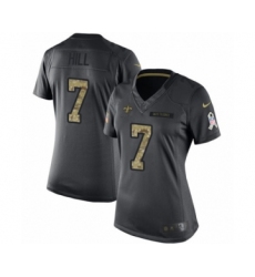Women's Nike New Orleans Saints #7 Taysom Hill Limited Black 2016 Salute to Service NFL Jersey