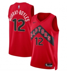 Men's Toronto Raptors #12 Collin Murray-Boyles Red 2025 Draft Icon Edition Stitched Basketball Jersey