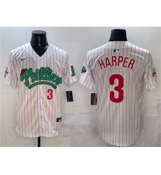 Men's Philadelphia Phillies #3 Bryce Harper White Phanatic Limited Stitched Jersey