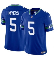 Men's Seattle Seahawks #5 Jason Myers Royal 2025 F.U.S.E Throwback Vapor Limited Stitched Football Jersey