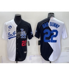 Men's Los Angeles Dodgers #22 Bad Bunny White Black Number 2022 Celebrity Softball Game Cool Base Jersey