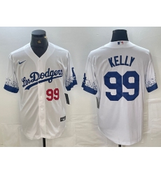 Men's Los Angeles Dodgers #99 Joe Kelly Number White 2021 City Connect Cool Base Stitched Jersey
