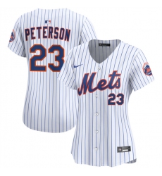 Women's New York Mets #23 David Peterson White 2025 Home Limited Stitched Baseball Jersey(Run Small)