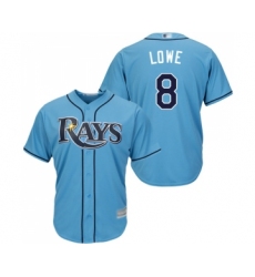 Youth Tampa Bay Rays #8 Brandon Lowe Replica Light Blue Alternate 2 Cool Base Baseball Jersey