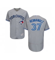 Men's Toronto Blue Jays #37 Teoscar Hernandez Grey Road Flex Base Authentic Collection Baseball Jersey
