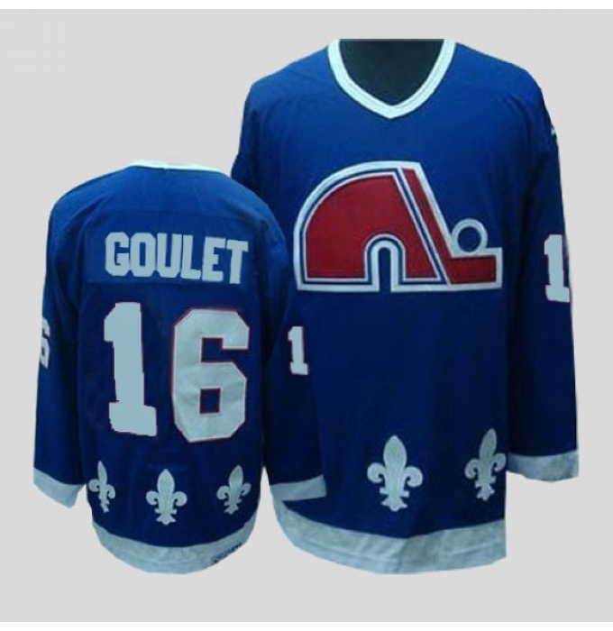 Nordiques #16 Michel Goulet Stitched CCM Throwback Blue NHL Jersey