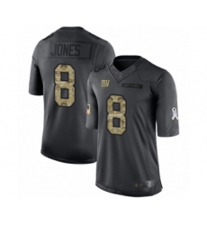 Men's New York Giants #8 Daniel Jones Limited Black 2016 Salute to Service Football Jersey
